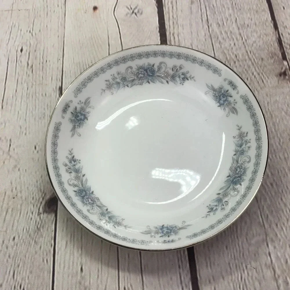 vtg Christine Blue Flowers by FINE CHINA OF JAPAN 3pc Fruit/Dessert bowl cottage